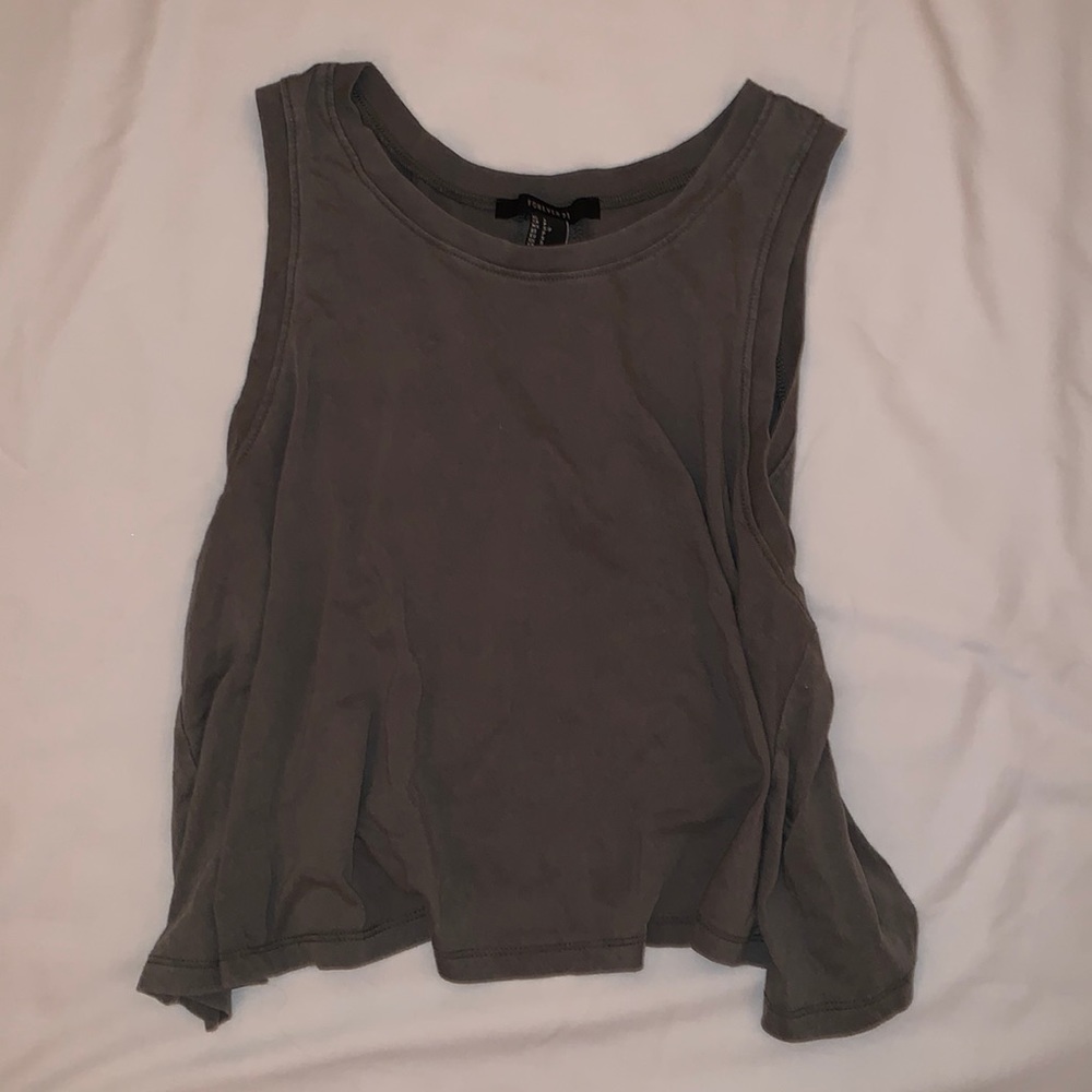 forever 21 open back cropped tank army green